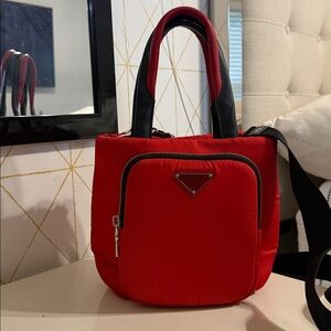Prada Red Tote with Black Accents